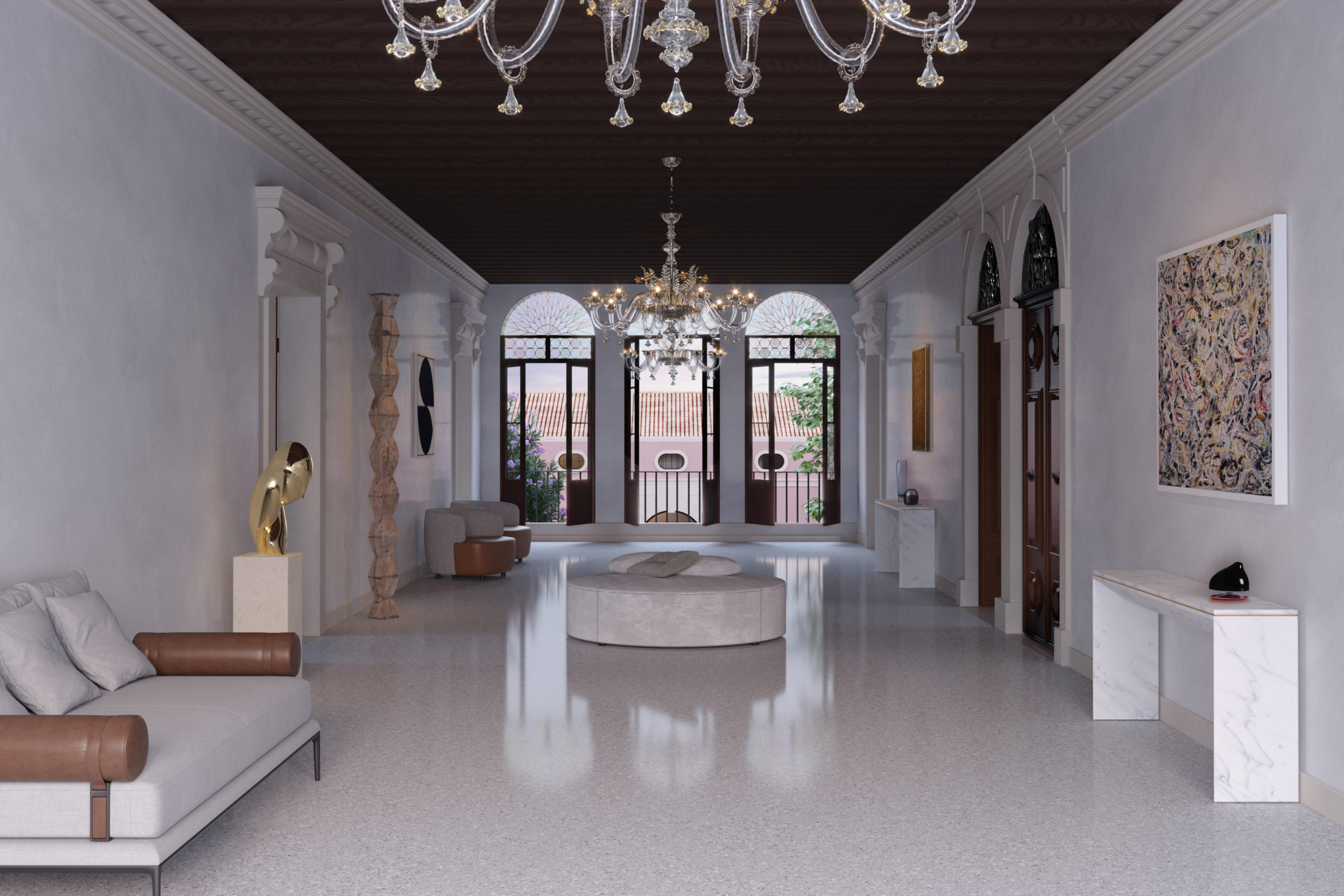 Hall At Lisatti Mascheroni Palace In Chioggia Near Venice