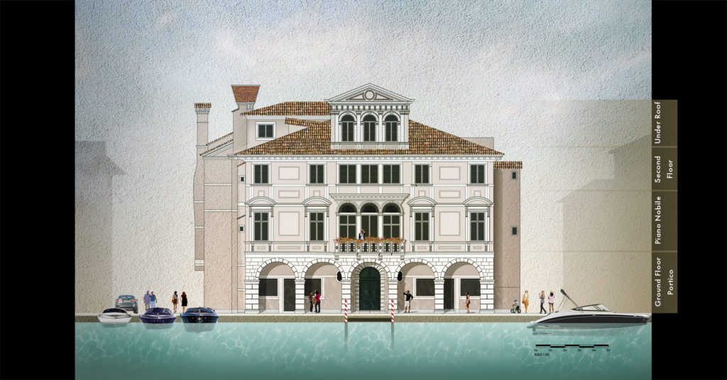TV Architects Lisatti Mascheroni Palace Front Facade Chioggia Venice Drawing