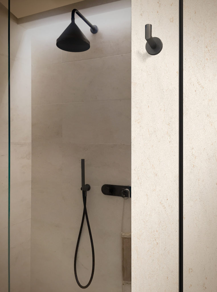 TV Architects Shower Crema D Orcia Limestone South Kensigton London